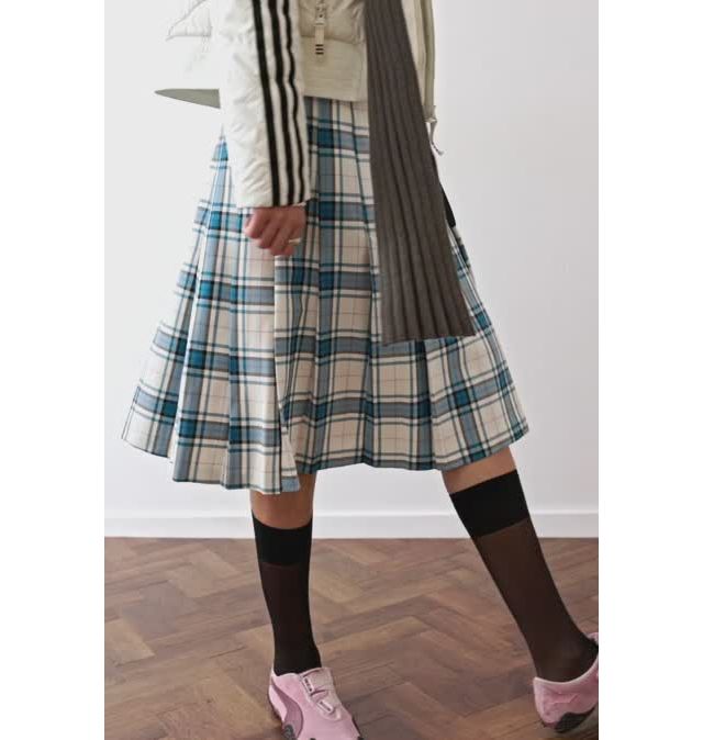 Archive At UO Blue Check Ribbon Wrap Midi Skirt #5